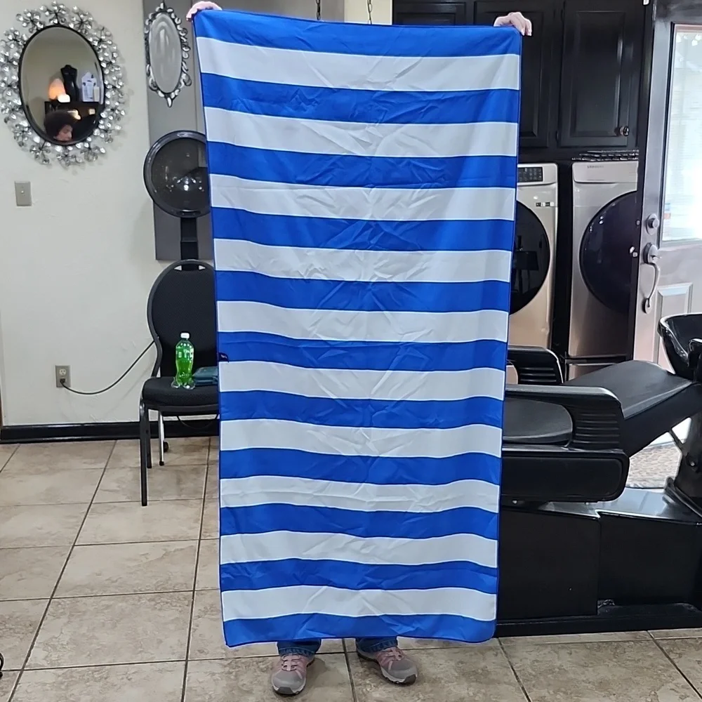 YOUR CHOICE BLUE and WHITE STRIPED BEACH TOWEL